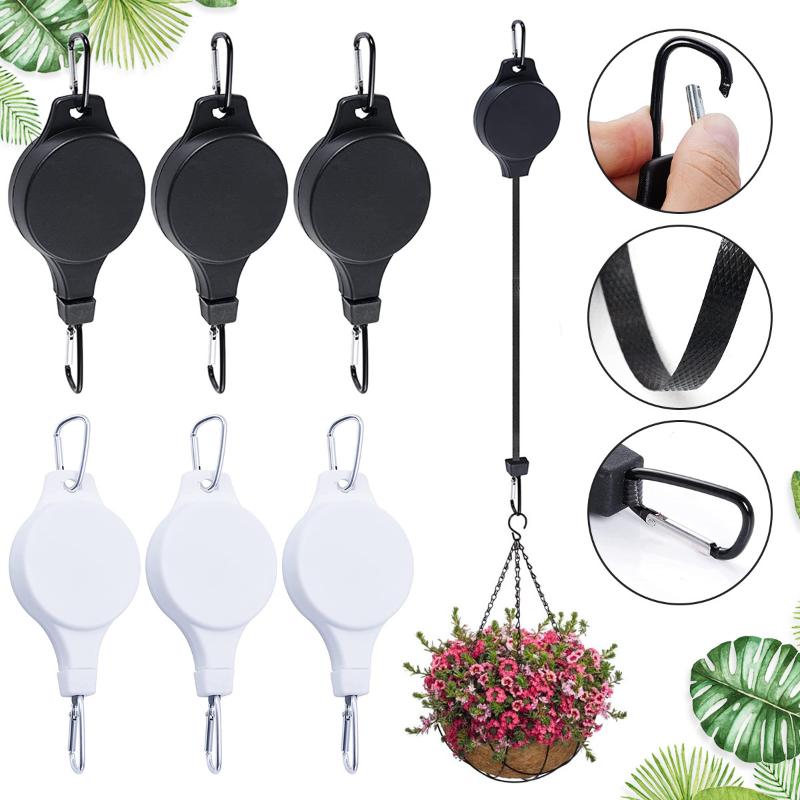 Gardening Tools Basket - ABS Adjustable Retractable Plant Pulley Hanger