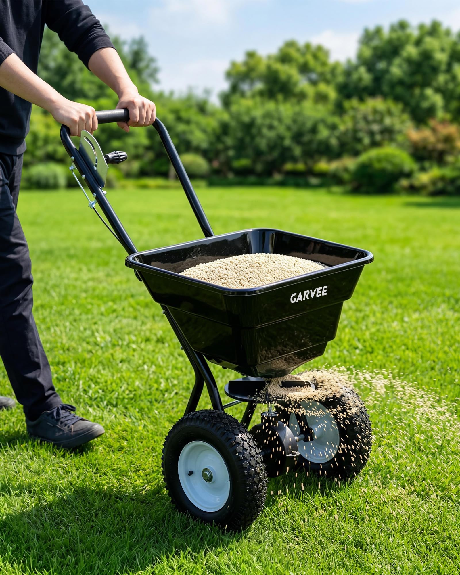 Grass Seed Spreader - Heavy Duty 80LB Lawn Spreader, Walk