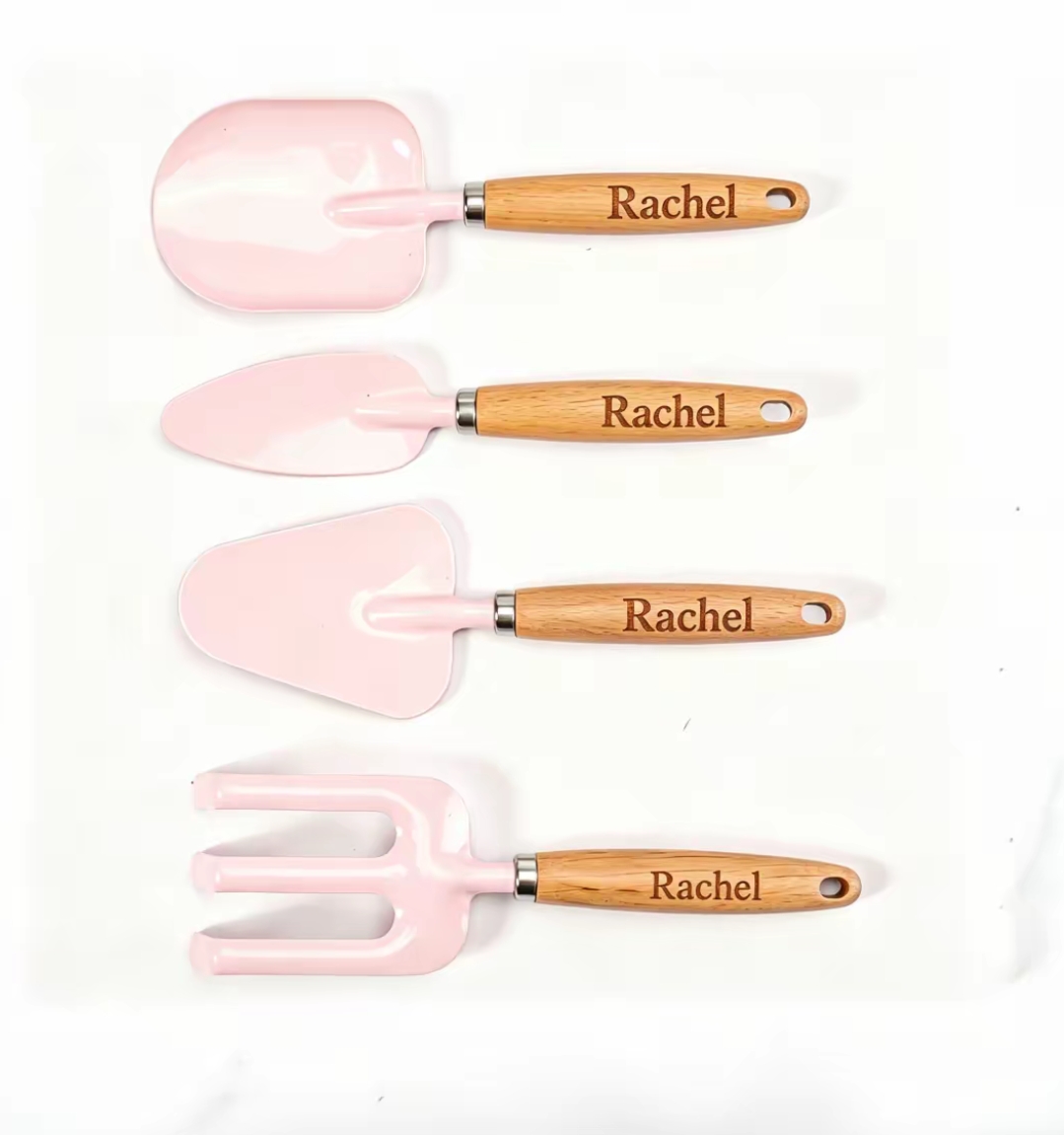 Gardening Tools Names - Personalized Name Mini Wooden Handle Gardening
