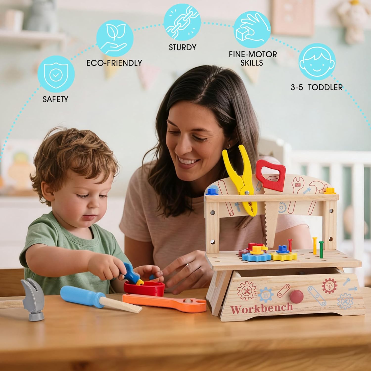 Wooden Tool Bench for Kids,Mon - đánh giá và giá Gardening Tools Kids
