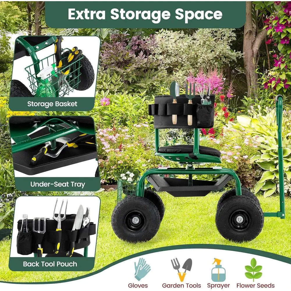 Adjustable 360° Swivel Rolling - đánh giá và giá Gardening Tools Basket