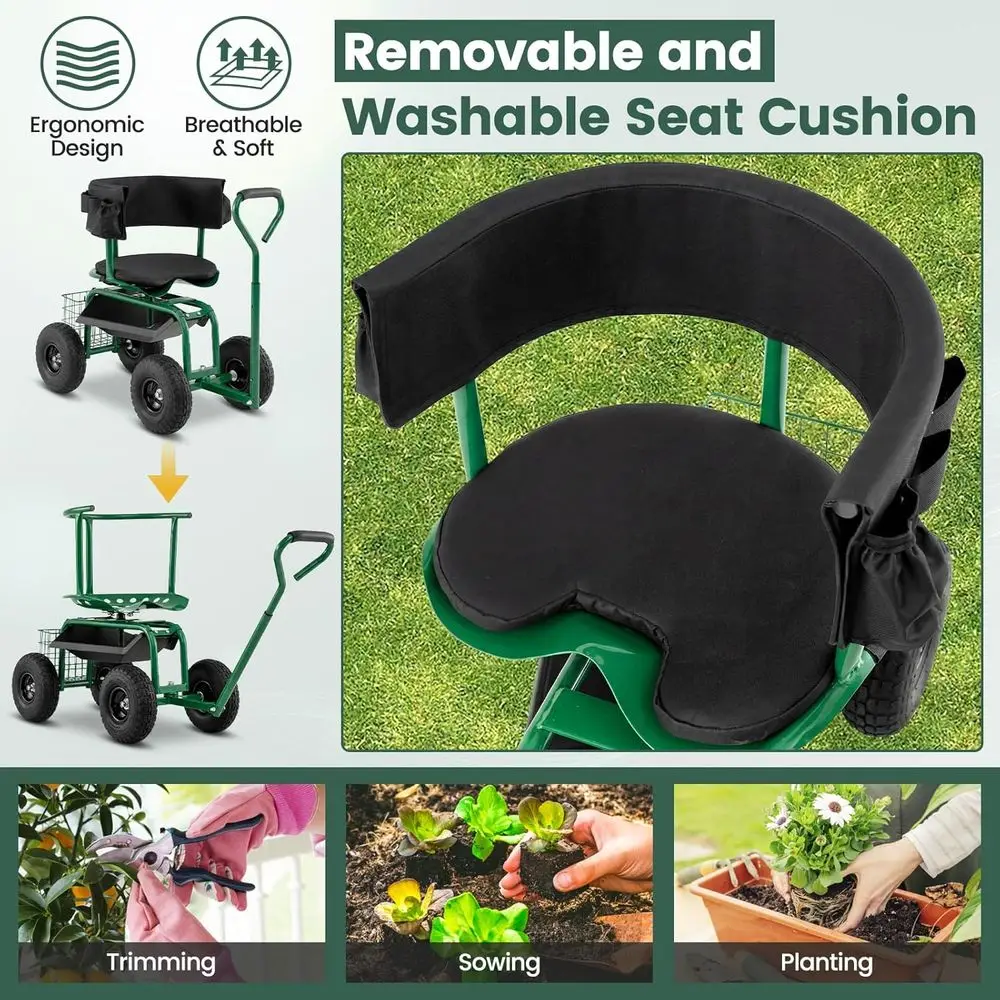 Adjustable 360° Swivel Rolling - đánh giá và giá Gardening Tools Basket