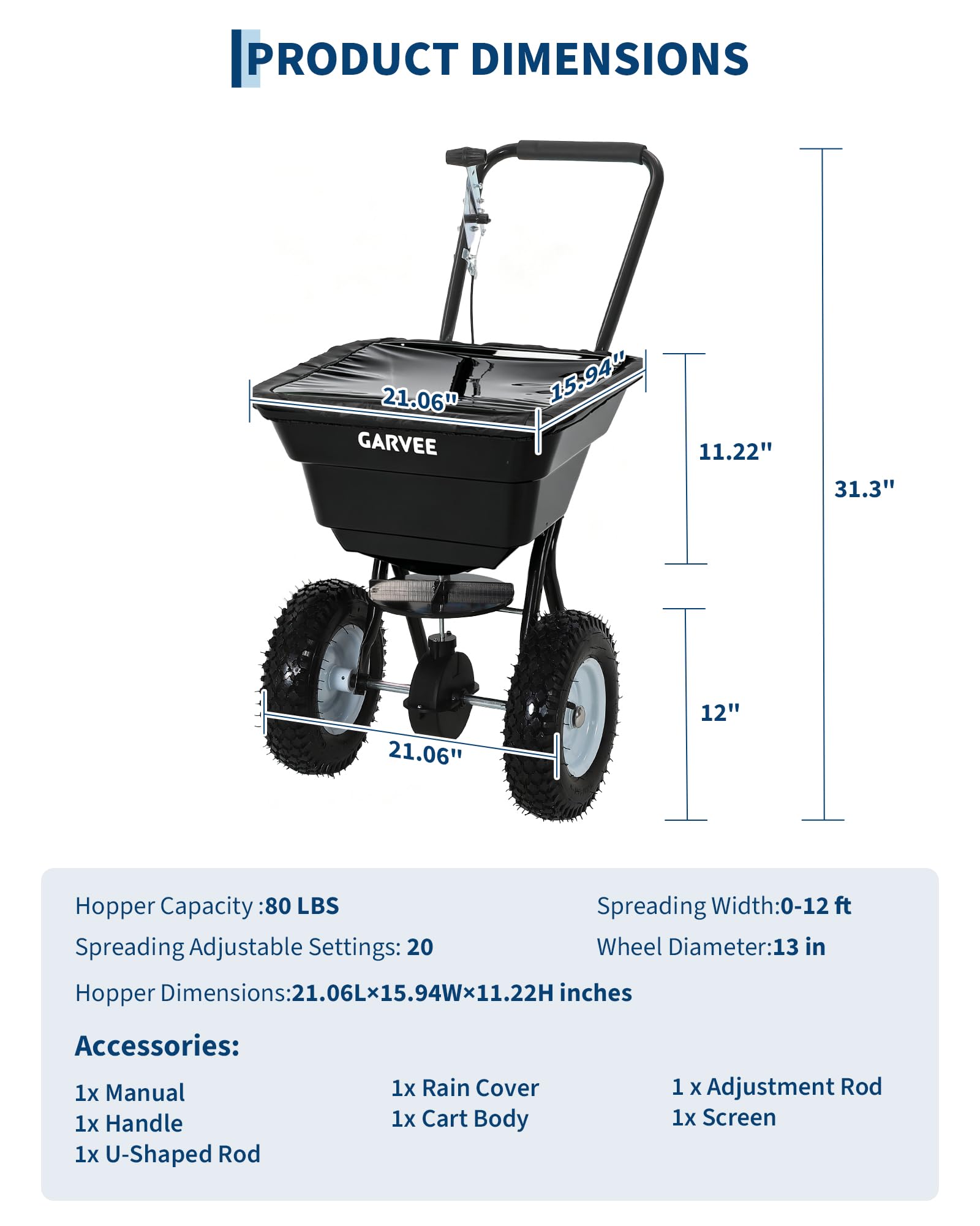 80 LBS Push Broadcast Spreader - đánh giá và giá Grass Seed Spreader
