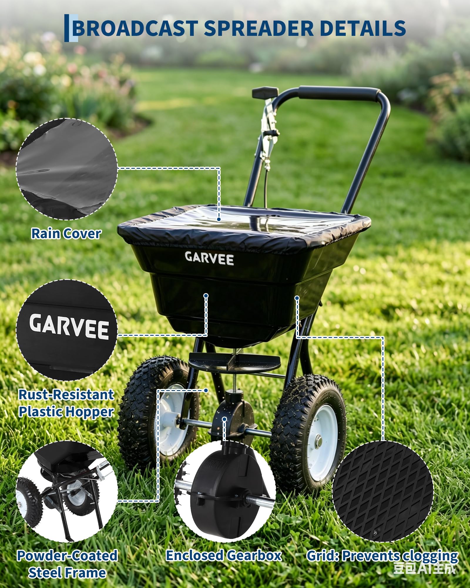 Heavy Duty 80LB Lawn Spreader, - đánh giá và giá Grass Seed Spreader