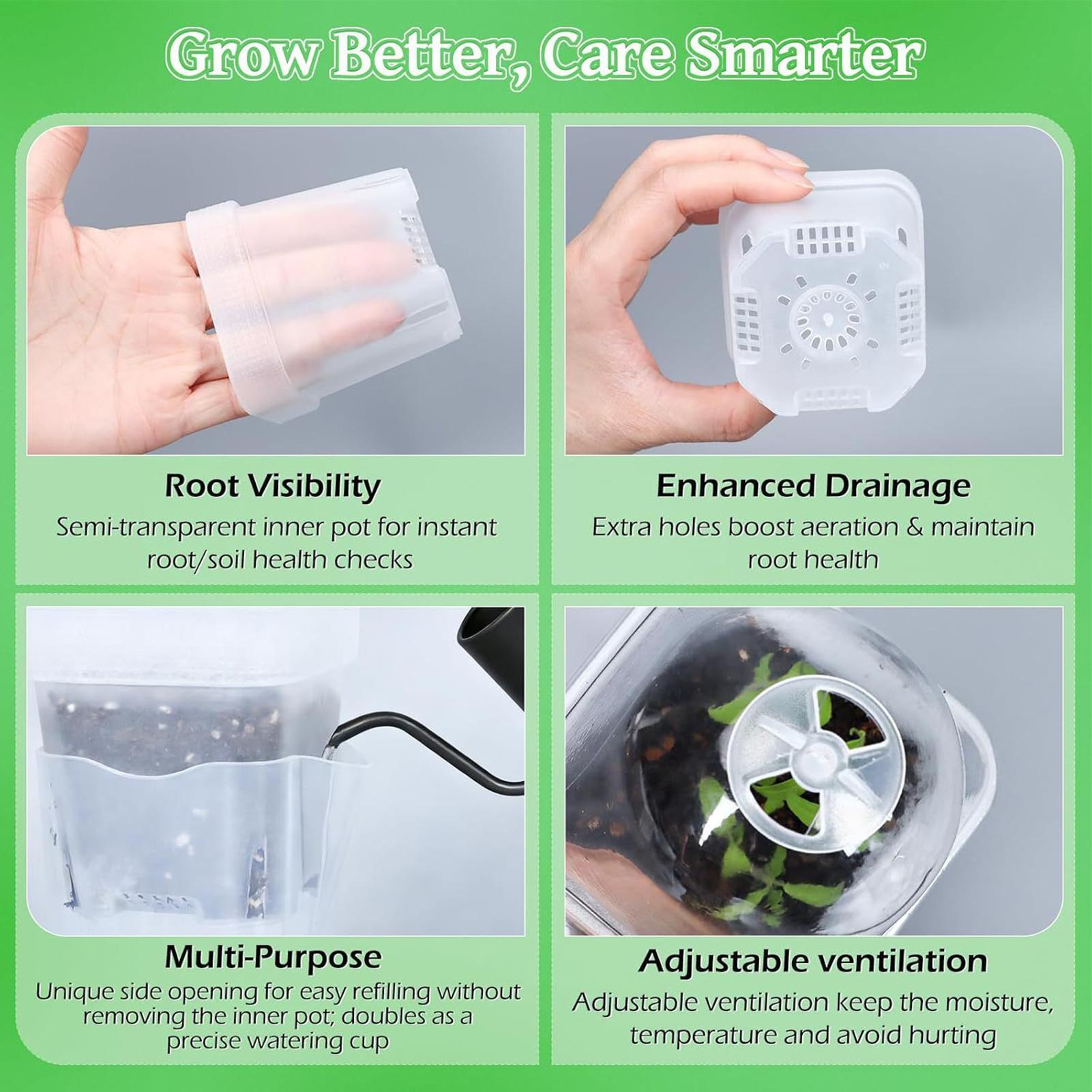Self Watering Pots 12Pcs Seed  - đánh giá và giá Propagation Tray Dome