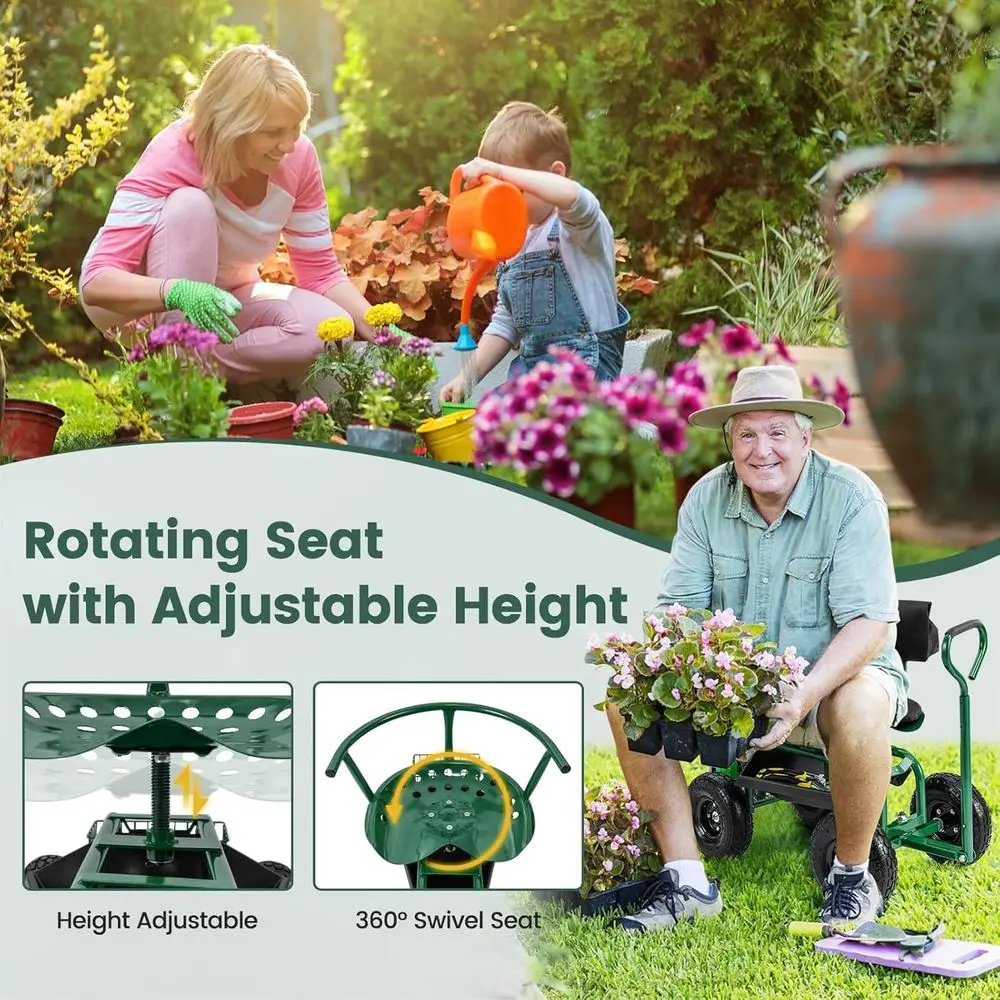 Adjustable 360° Swivel Rolling - đánh giá và giá Gardening Tools Basket