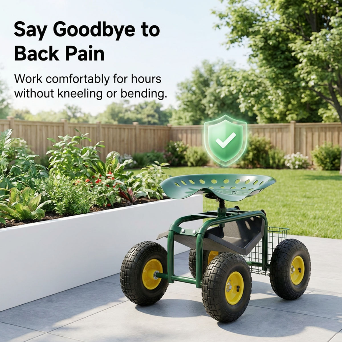 Garden Seat with Wheels, Rolli - đánh giá và giá Gardening Tools Basket