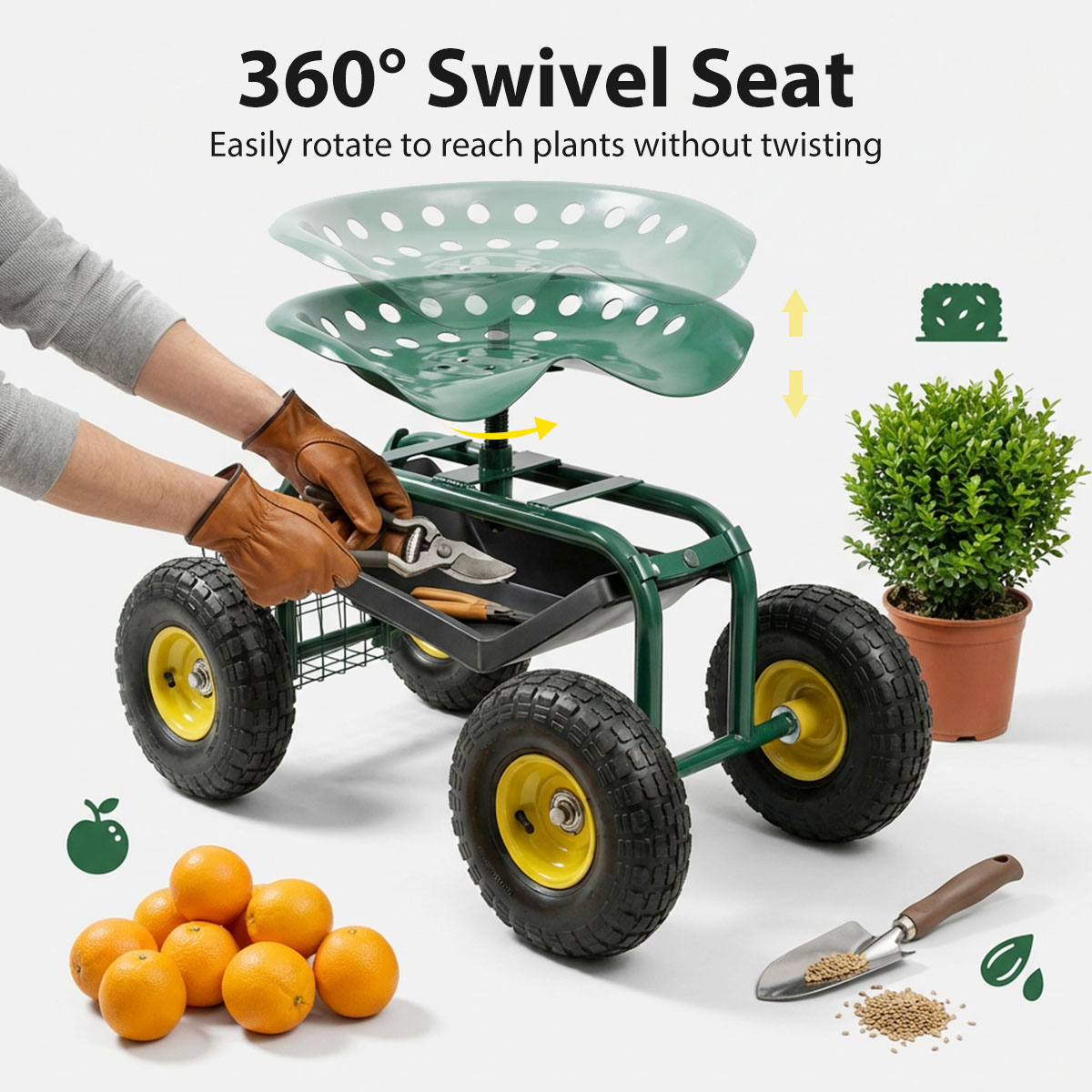 Garden Seat with Wheels, Rolli - đánh giá và giá Gardening Tools Basket