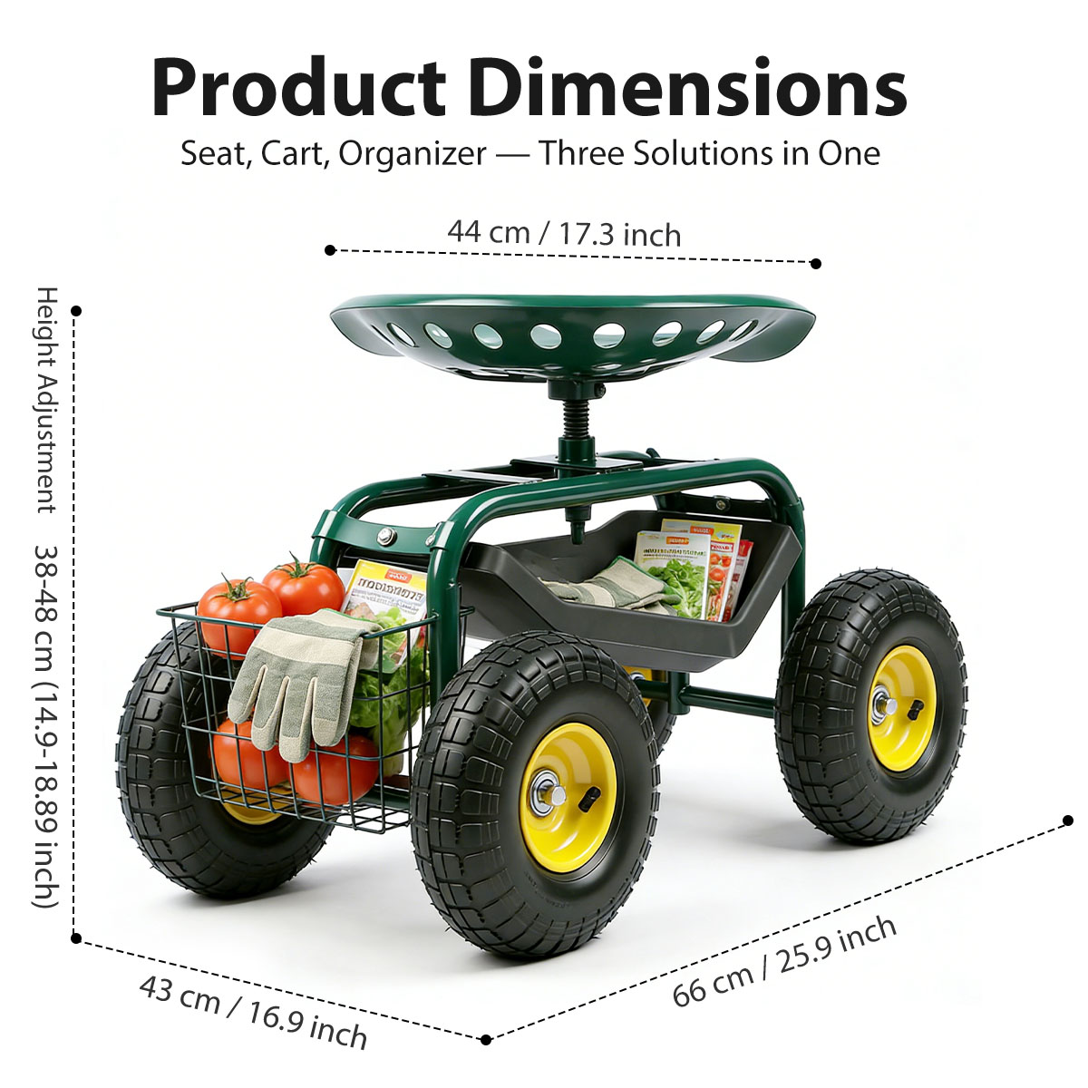 Garden Seat with Wheels, Rolli - đánh giá và giá Gardening Tools Basket